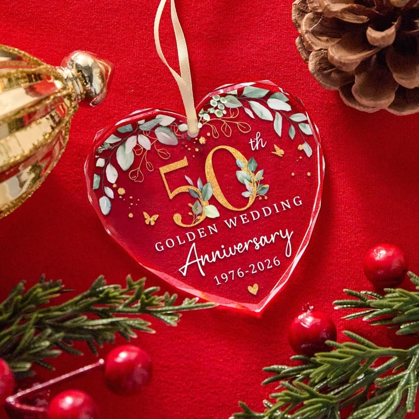 Marriage Gifts for Parents,50th Anniversary Marriage Gifts for Couple Golden Wedding Decorations,Golden Wedding Gift 50th wedding anniversary gifts,Happy 50th Anniversary Ornament B0H1WN27QW