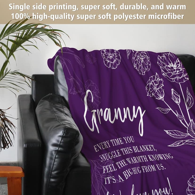 Gifts for Granny, Grandma Birthday Gift from Grandkids, to My Granny Grandma Throw Blanket for Christmas GiltGlimmer Granny Gifts for Grandma, Granny Floral Blanket 50" x 60" B0DHSP946G