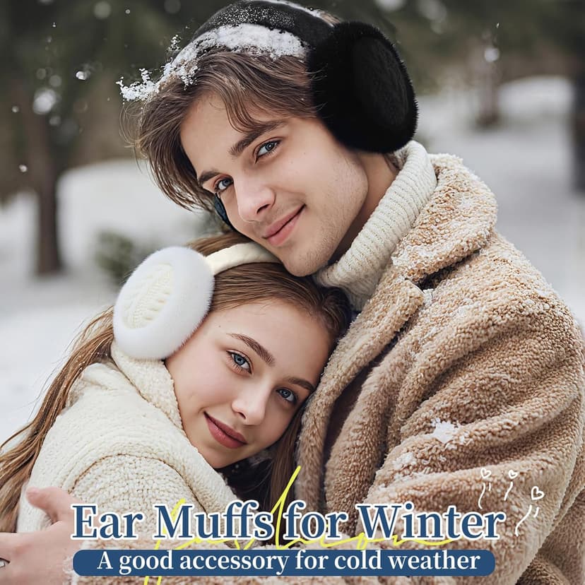 Pleneal Ear Muffs for Winter Women, Foldable Earmuffs Faux Fur Warm Ear Warmers for Women, Outdoor Cute Ear Covers for Girls