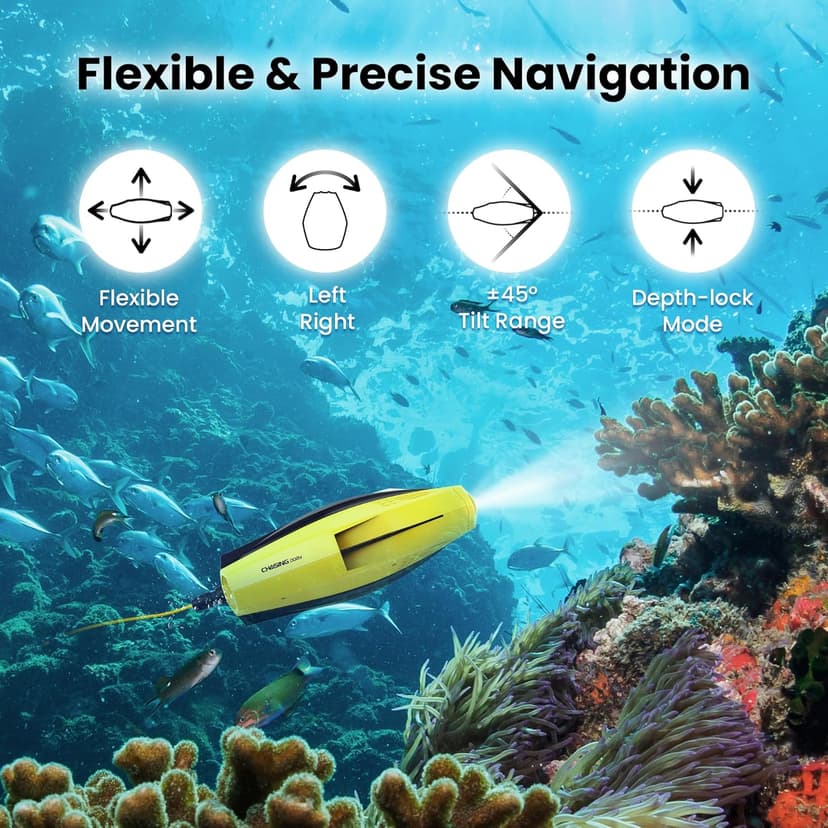 Chasing Dory Underwater Drone - Palm-Sized 1080p Full HD Underwater Drone with Camera for Real Time Viewing, APP Remote Control Purple (Yellow)