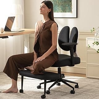 AreShark Criss Cross Office Chair with Armrest Wheels & Stretchable Rotating Footrest, Ergonomic Cross Legged Swivel Chair with Back Support& Adjustable Height for Yoga Kneeling Meditation Home Office