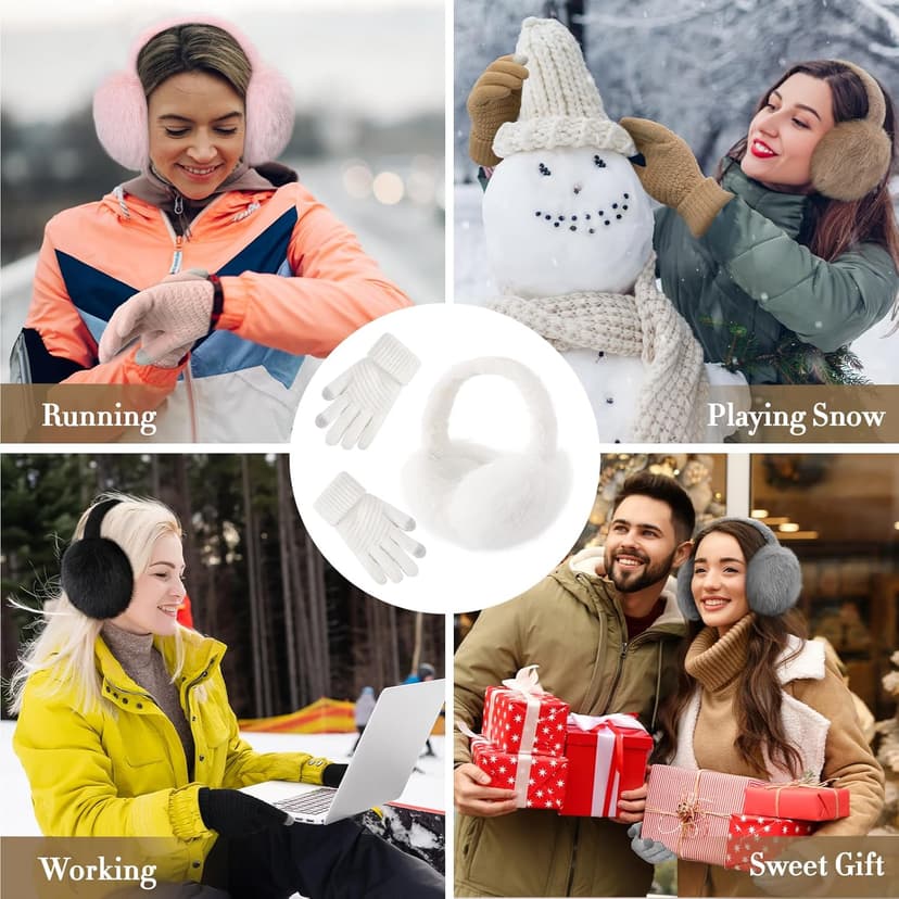 TOBEHIGHER Winter Ear muffs Faux Fur Warm Earmuffs Cute Foldable Outdoor Ear Warmers For Women