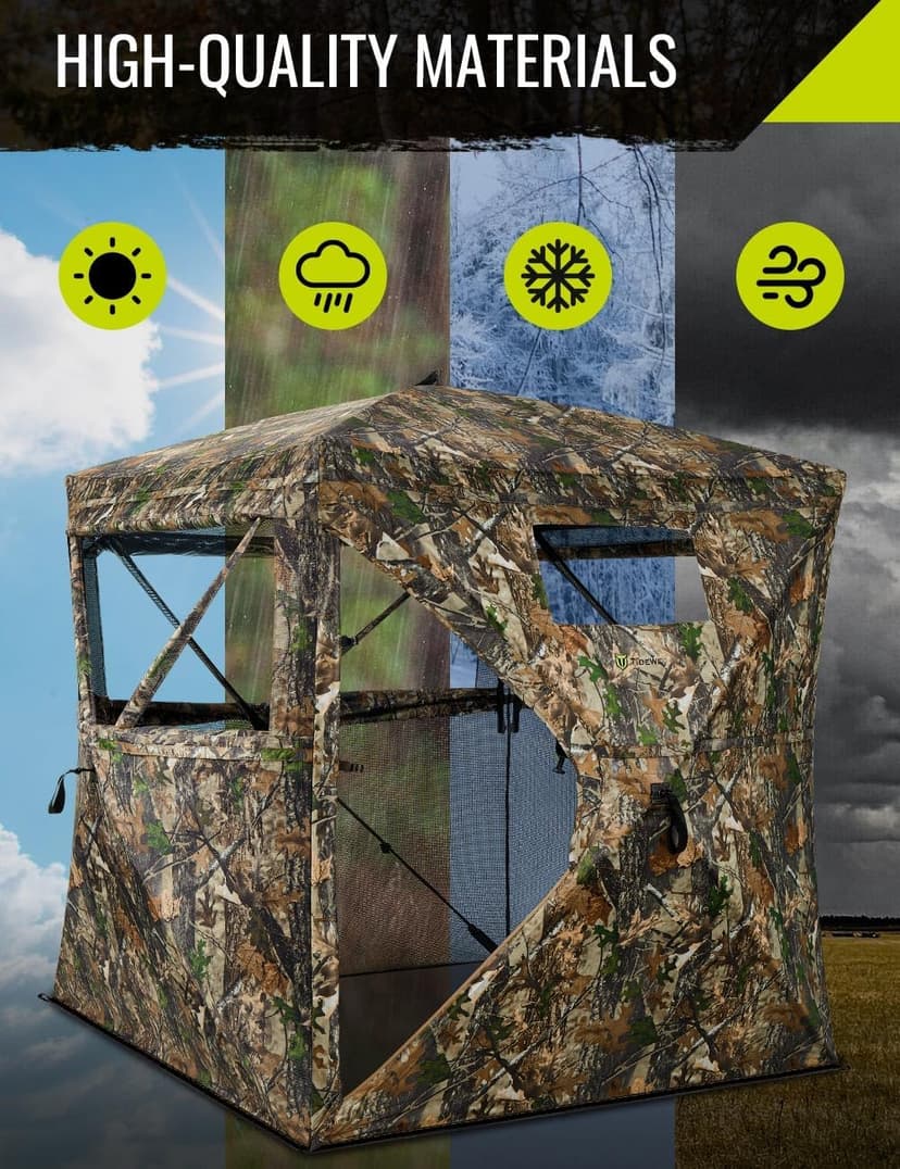 TIDEWE Hunting Blind 270°See Through with Carrying Bag for Turkey Hunting, Pop Up Ground Blinds, Portable Resilient Hunting Tent