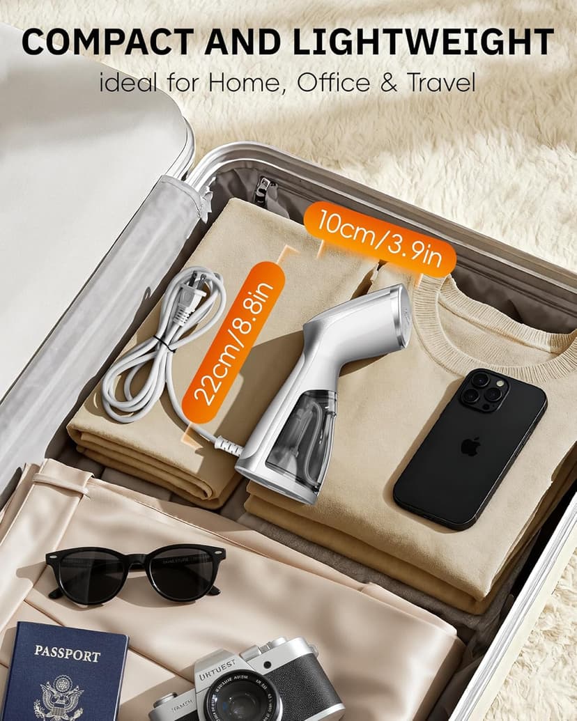 OGHom Steamer for Clothes, Portable Handheld Garment Wrinkle Remover, 1000W Fabric Steamer, Strong Penetrating Steam, for Home, Office (ONLY FOR 120V) -White