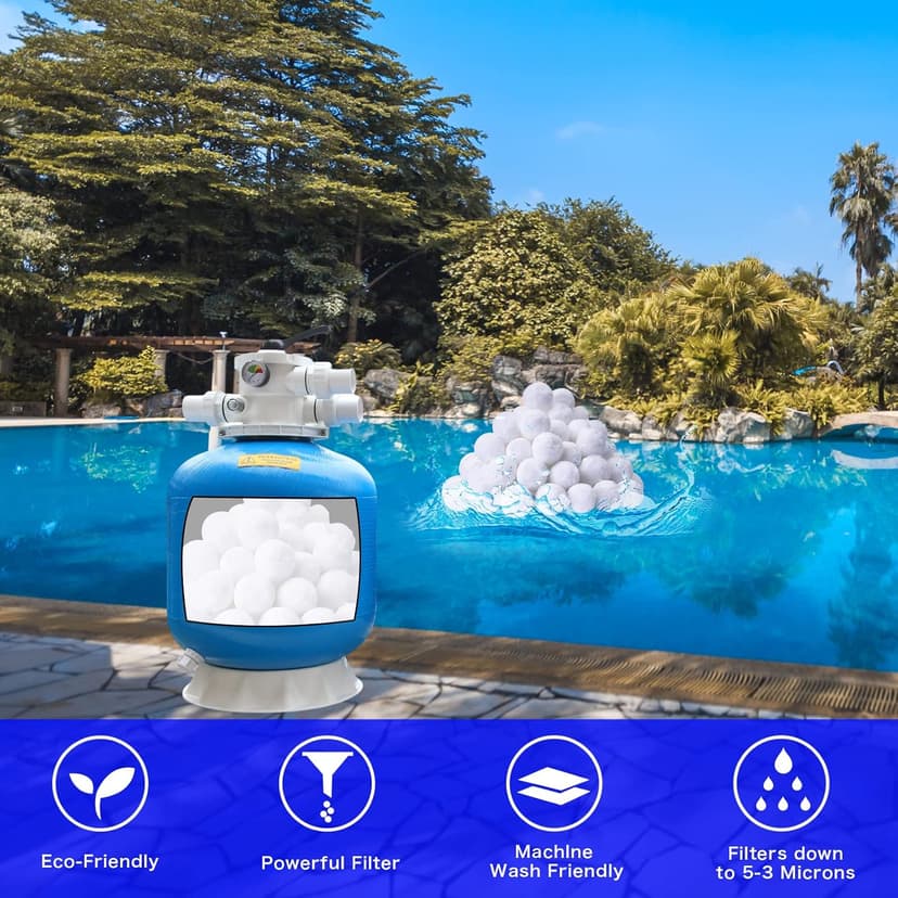 3.1 lbs Pool Filter Balls for Sand Filter, Eco-Friendly Reusable Pool Fiber Filter Balls Replace Pool Filter Sand, Pool Filter Media Balls for Swimming Pool (Equals 100 lbs Pool Filter Sand)