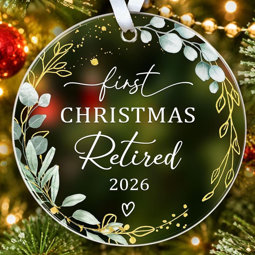 First Christmas Retired Acrylic Ornament - 2026 Retired Gift for Coworker, Boss, Employee, Teacher, Nurse, Woman, Man HEXMOZ Retirement Gift for Woman - Retirement Gifts for Men, Women 2026 B0FG2QFTNS