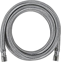 Certified Appliance Accessories Ice Maker Water Line, 5 Feet, PVC Core with Premium Braided Stainless Steel, Silver