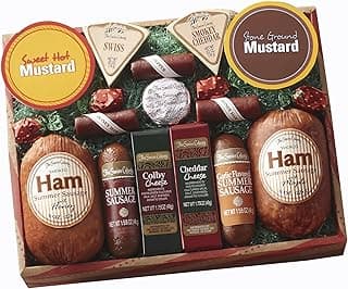 The Swiss Colony 14 Country Favorites Gift Box Assorted Summer Sausage Meats and Cheeses, Mustards, Candies, Charcuterie Food Box for Holiday or Thank You Gifts Adults, Women, Men, Charcuterie Boards