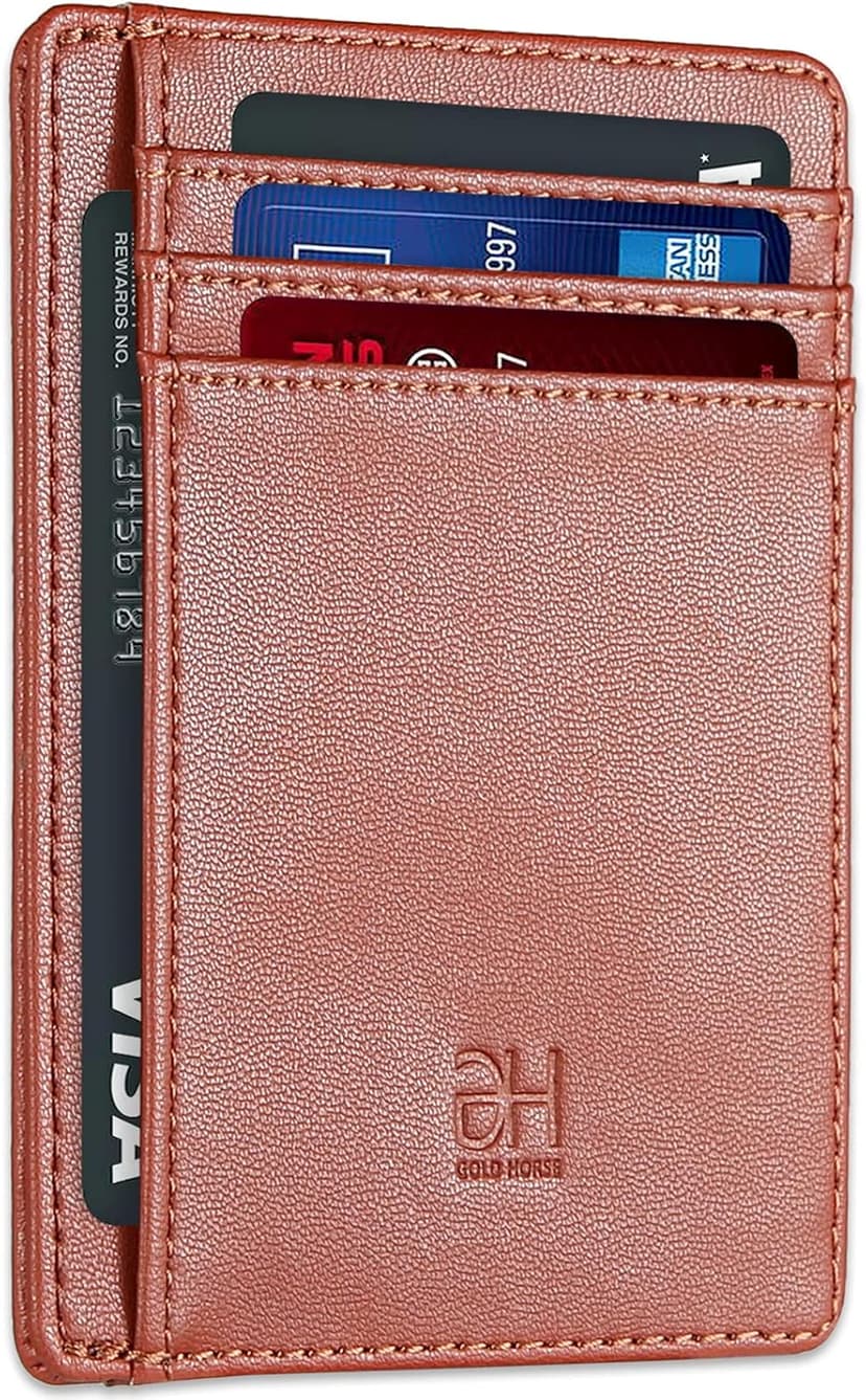GH GOLD HORSE Slim RFID Blocking Card Holder Minimalist Leather Front Pocket Wallet for Women