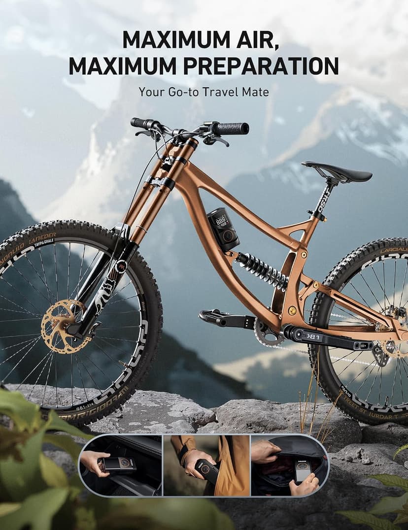 For Car Tires, Bikes, Motorcycles and Balls; Auto Shut-off, Digital Display Pressure Gauge, Fast Inflation, LED Light AstroAI L7 Tire Inflator Portable Air Compressor,150 PSI Cordless Bike Pump B0CS3B7MD8