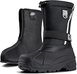 FREE SOLDIER Mens Snow Boots Insulated Waterproof Hiking Winter Shoes Nonslip Outdoor Ankle Cold Weather Boots with Warm Inner