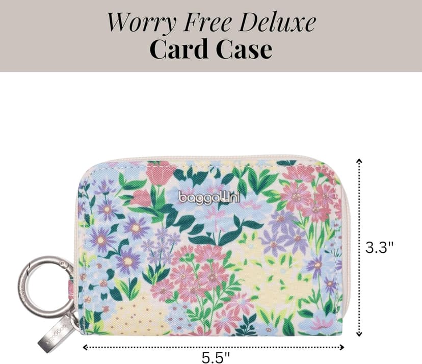 Baggallini Deluxe Card Case - Lightweight 5.5"x3.3" RFID Protected Womens Wallet Card Holder