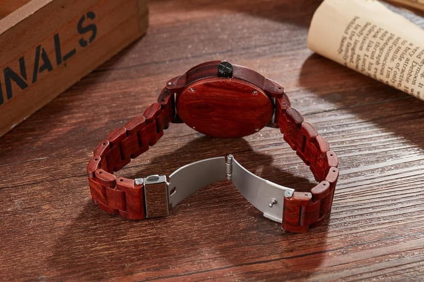 GORBEN Men's Handmade Wooden Watches Mens Lightweight Analog Quartz Wood Mens Wrist Watch with Compass