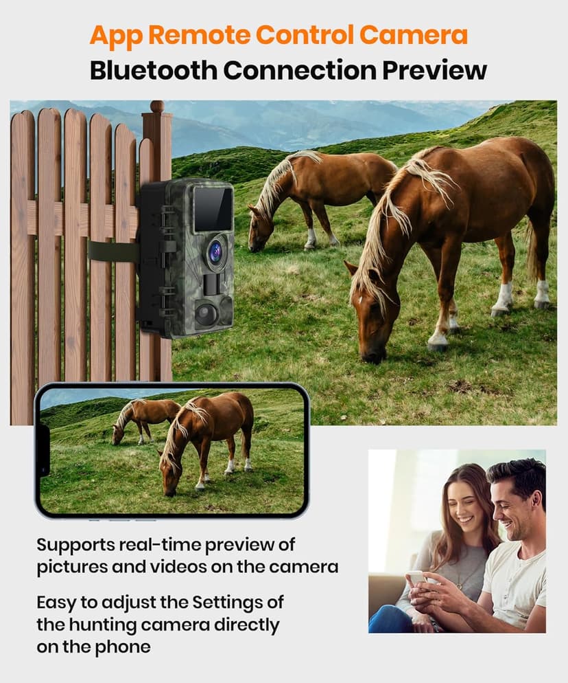 Trail Camera - 4K 48MP WiFi Game Camera with Night Vision, 0.05s Trigger Motion Activated Camera, IP66 Waterproof, 130 Wide-Angle Cell Phone App No Glow Infrared LEDs for Outdoor Wildlife