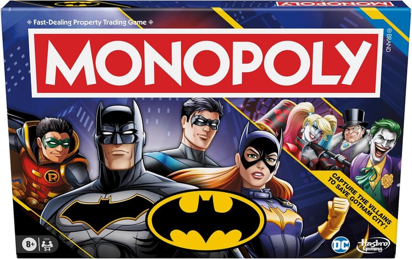 Monopoly Batman Edition Board Game | Monopoly Game for Batman Fans | Ages 8 and Up | 2 to 4 Players | Family Games | Strategy Games for Kids and Adults (Amazon Exclusive)