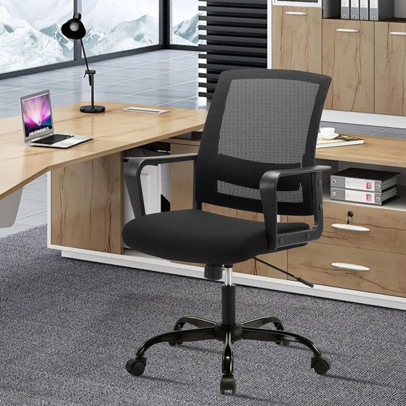 CLATINA Ergonomic Rolling Mesh Desk Chair with Executive Lumbar Support and Adjustable Swivel Design for Home Office Computer Black 8 Pack