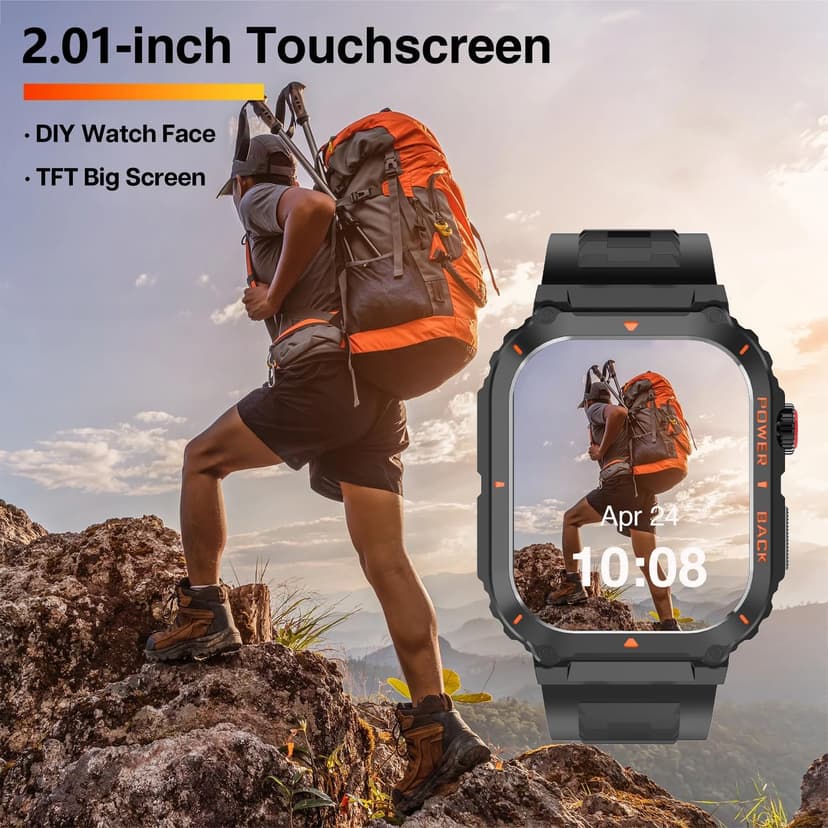 Military GPS Smart Watch for Men with Offline Map/Air Pressure/Altitude/Compass,smart Watch for Android Phones and iPhone,Waterproof Fitness Tracker with Blood Oxygen/Heart Rate/Sleep/100+ Sport Modes