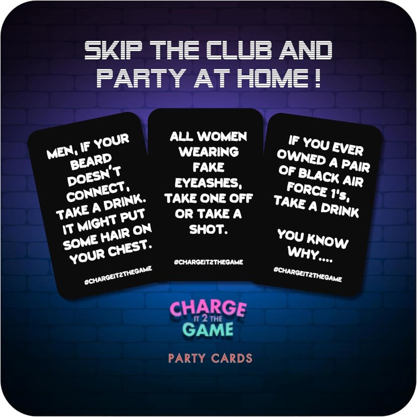 Charge It 2 The Game Drinking Cards – 90-Card Adult Party Game for Bachelorette Parties, 21st Birthdays, and Game Night Fun