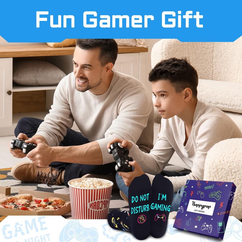 Gamer Gifts for Teens Boys - Video Game Gifts, Gaming Socks for Kids 4-18 Years with Greeting Card