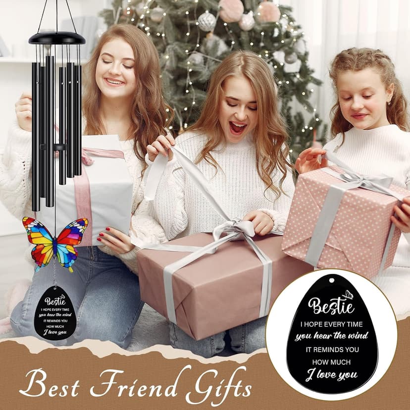 Best Friend Birthday Gifts for Women, Bestie Birthday Gifts for Women, Friendship Gift for Woman, Unique Bestie Gift Ideas for Woman Female Friend BFF, Butterfly Home Decor, Bestie Wind Chimes B0G1X9K44Y