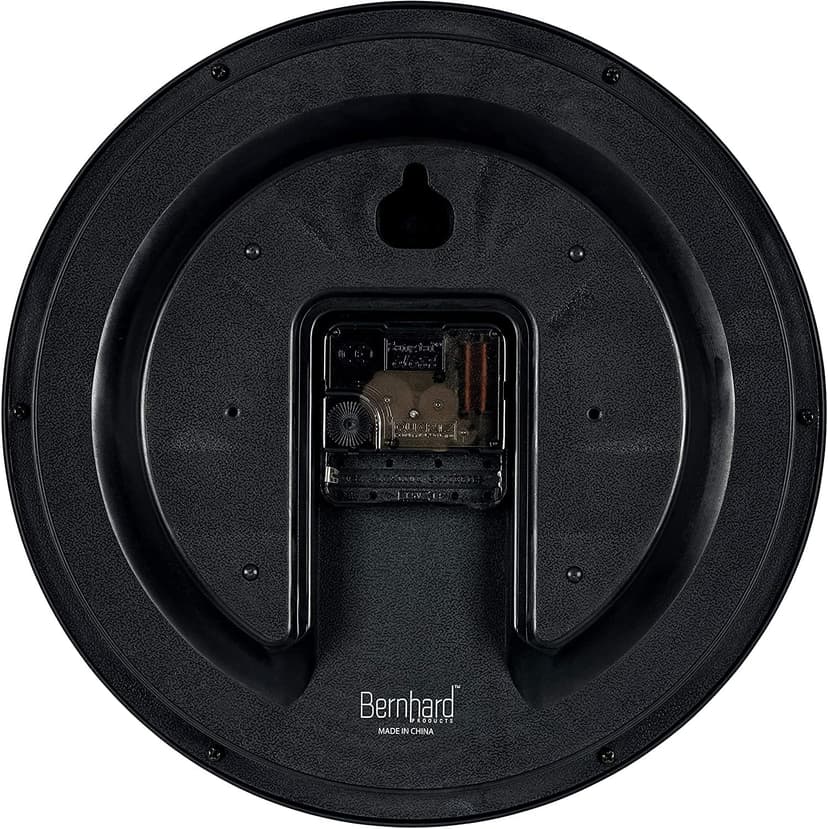 Bernhard Products Black Wall Clock Silent Non Ticking 10 Inch Quality Quartz Battery Operated Round Easy to Read Home/Office/Kitchen/Classroom/School Clock Sweep Movement