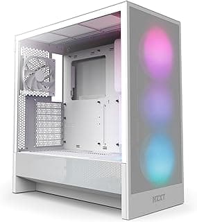 NZXT H5 Flow RGB 2024 - Compact ATX Mid-Tower PC Gaming Case - High Airflow - F360 RGB Core (CV) Included - 360mm Front & 240mm Top Radiator Support - Cable Management - Tempered Glass - White