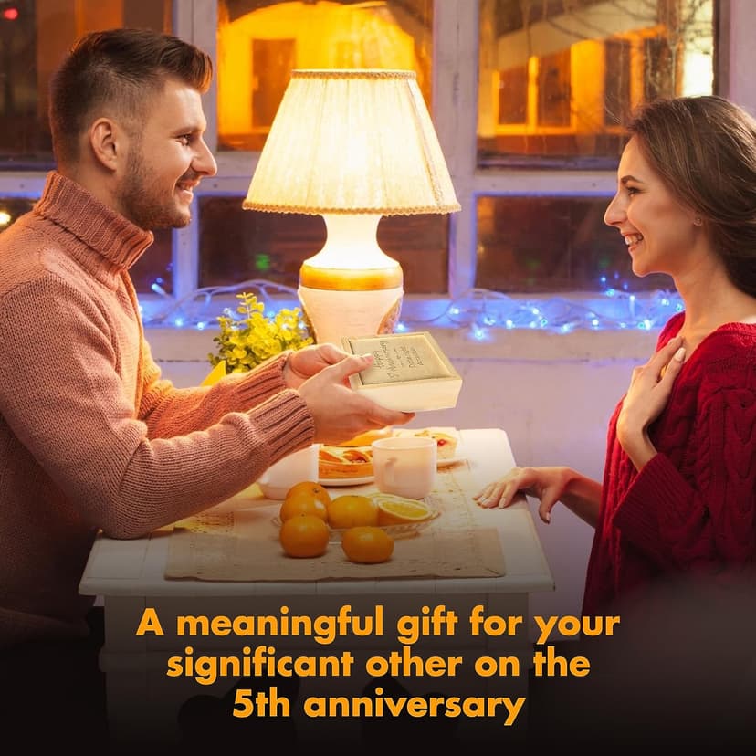 5 Year Anniversary Wooden Gifts for Him Her - 5th Anniversary Traditional Gifts for Wife Husband, 5 Year Marriage Gift for Couple, Fifth Wedding Present for Men