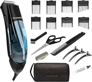Remington Vacuum Haircut Kit, Vacuum Beard Trimmer, Hair Clippers for Men with Removable Hair Chamber and Dual Motor Power (18 pieces)