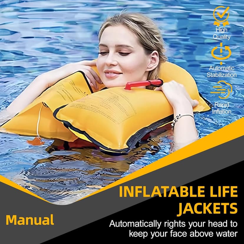 HWAYAN Manual Inflatable Life Jacket| Inflatable PFD Vest Adult| Life Vest for Adults| Outdoor Water Sports| Supports up to 330 lbs|33g of Carbon Dioxide Cylinder