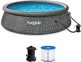Funsicle Quickset 12ft x 36in Round Inflatable Above Ground Swimming Pool with Filter Pump – Easy Setup with Top Ring Design
