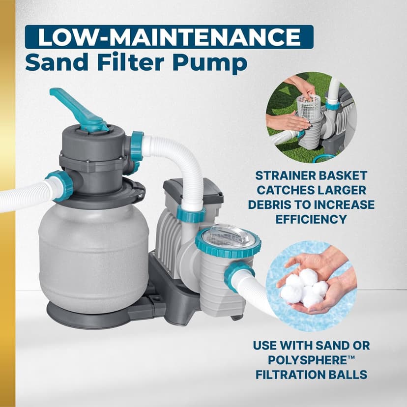 Bestway Hydrium Above Ground Swimming Pool, 15' x 48" Round Steel Wall Pool Set with Sand Filter Pump, Chemical Dispensers, and Accessories