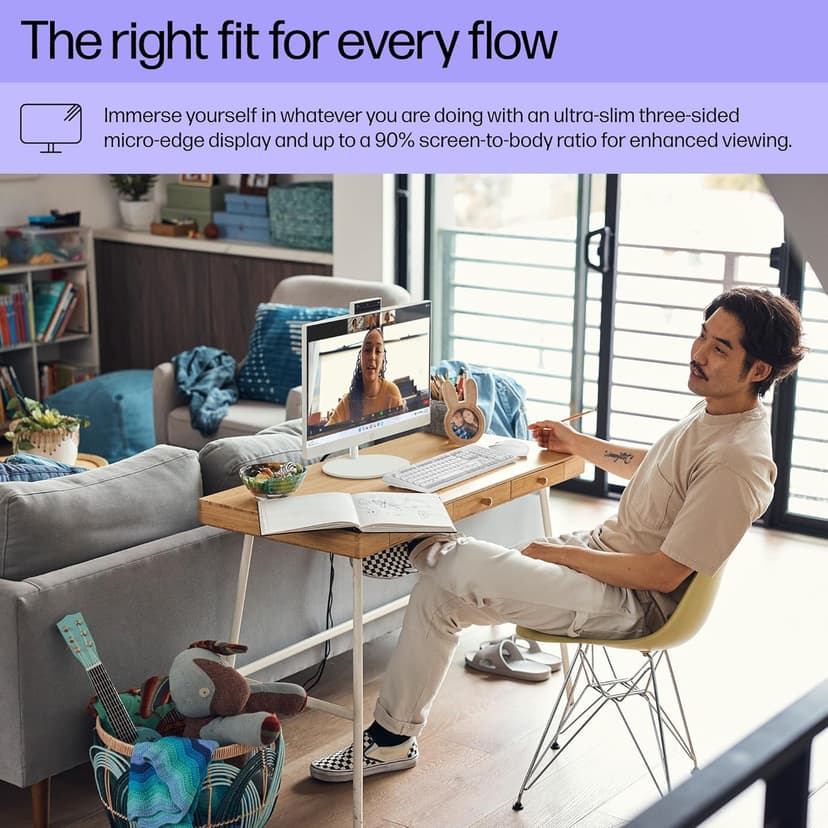 HP 27" FHD Touchscreen All-in-One Desktop Computer, 16GB DDR5 RAM, 1TB SSD Storage, AMD Ryzen 5 7520U Processor, WiFi6, Wireless Keyboard & Mouse, Windows 11