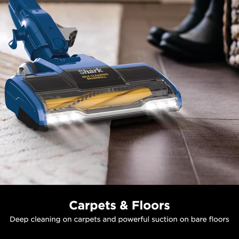 Shark HV343AMZ Rocket Corded Stick Vacuum with Self-Cleaning Brushroll, Lightweight & Maneuverable, Perfect for Pet Hair Pickup, Converts to a Hand Vacuum, Crevice Upholstery Tools, Blue/Silver