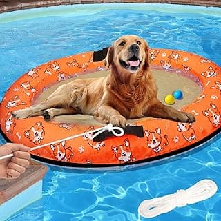 Inflatable Dogs Pool Float with Rope,Puppy Raft Floating Mat,Pet Float for Small Medium Large Dogs Up to 80lb