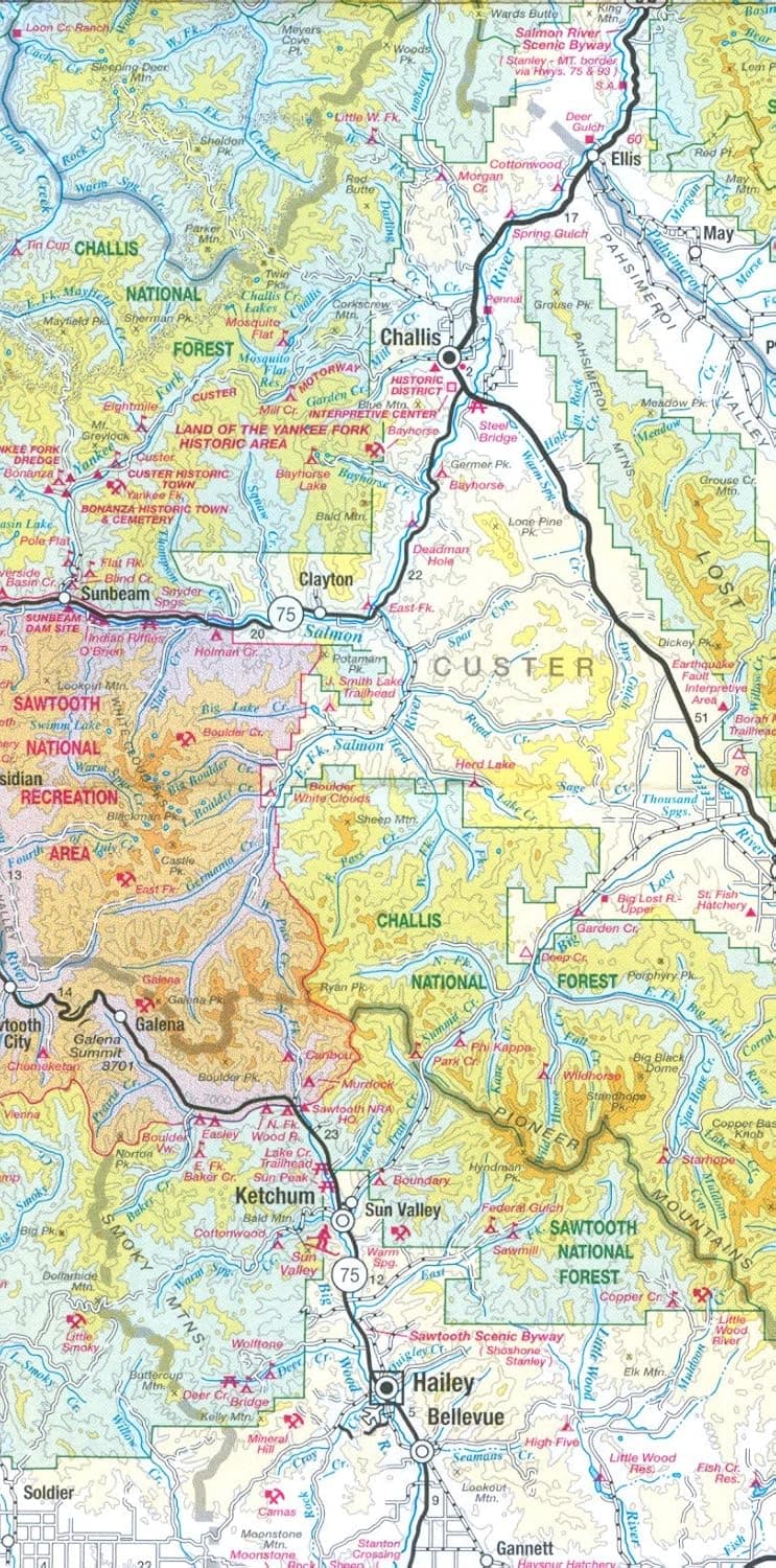 Topographic Recreational Map of Idaho