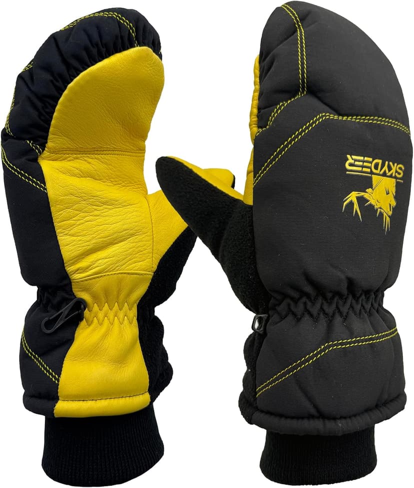 SKYDEER Warm Ski Mittens with Soft Premium Deerskin Leather and 150G 3M Thinsulate Insulation (SD8753M, Unisex)