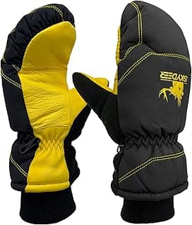SKYDEER Warm Ski Mittens with Soft Premium Deerskin Leather and 150G 3M Thinsulate Insulation (SD8753M, Unisex)