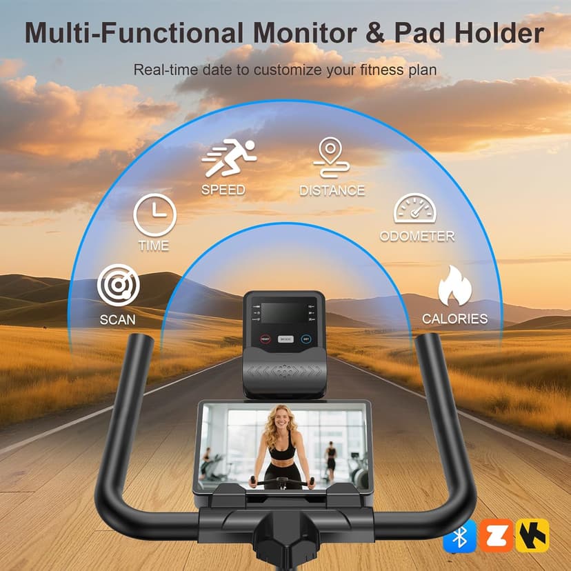 Exercise Bike for Home – 350LB Magnetic Resistance Indoor Cycling Bike, Silent Stationary Spin Bike with App Sync, Adjustable Seat, LCD Monitor, Smooth & Quiet for Cardio Workout