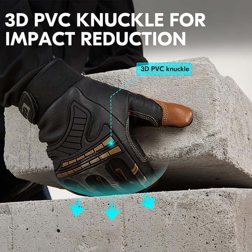 Vgo... -4℉ or above Winter Waterproof High Dexterity Heavy Duty Mechanic Glove, Anti-vibration, Anti-abrasion, Touchscreen (1 Pair,L,Brown,GA8954FW)