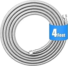 Refrigerator water line - 4 FT Premium Stainless Steel Braided Ice Maker Water Hose,Food grade PEX Inner Tube Fridge Water Line with 1/4" Fittings for Refrigerator Ice Maker