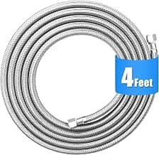 Refrigerator water line - 4 FT Premium Stainless Steel Braided Ice Maker Water Hose,Food grade PEX Inner Tube Fridge Water Line with 1/4" Fittings for Refrigerator Ice Maker