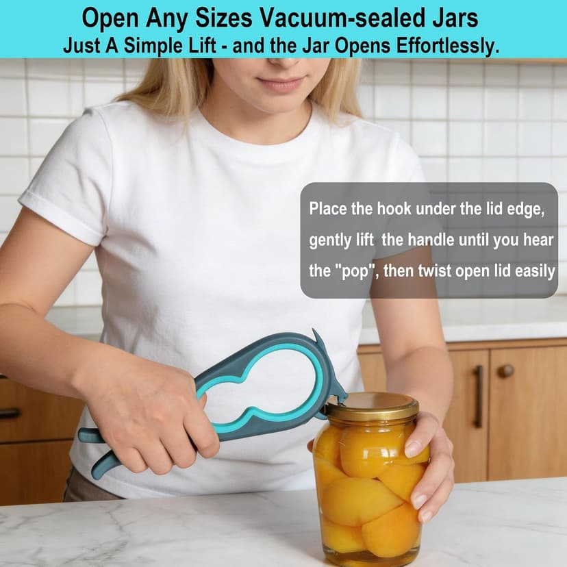Otstar Jar Opener Bottle Opener and Can Opener for Weak hands, Seniors with Arthritis and Anyone with Low Strength, Mutil Jar Opener Get Lids Off Easily (Blue and Grey)