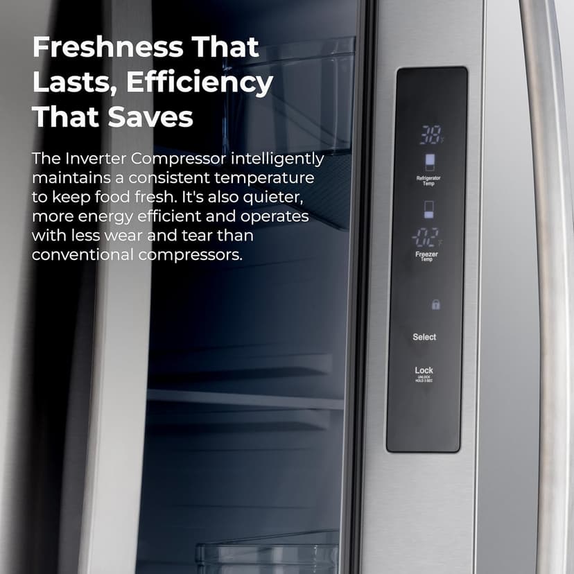 Kenmore 36" French Door Refrigerator with Freezer - Accela Chill, Adjustable Shelving, Humidity Controlled Crispers, ENERGY STAR Certified, 20.3 cu. ft. Capacity, Fingerprint Resistant Stainless Steel
