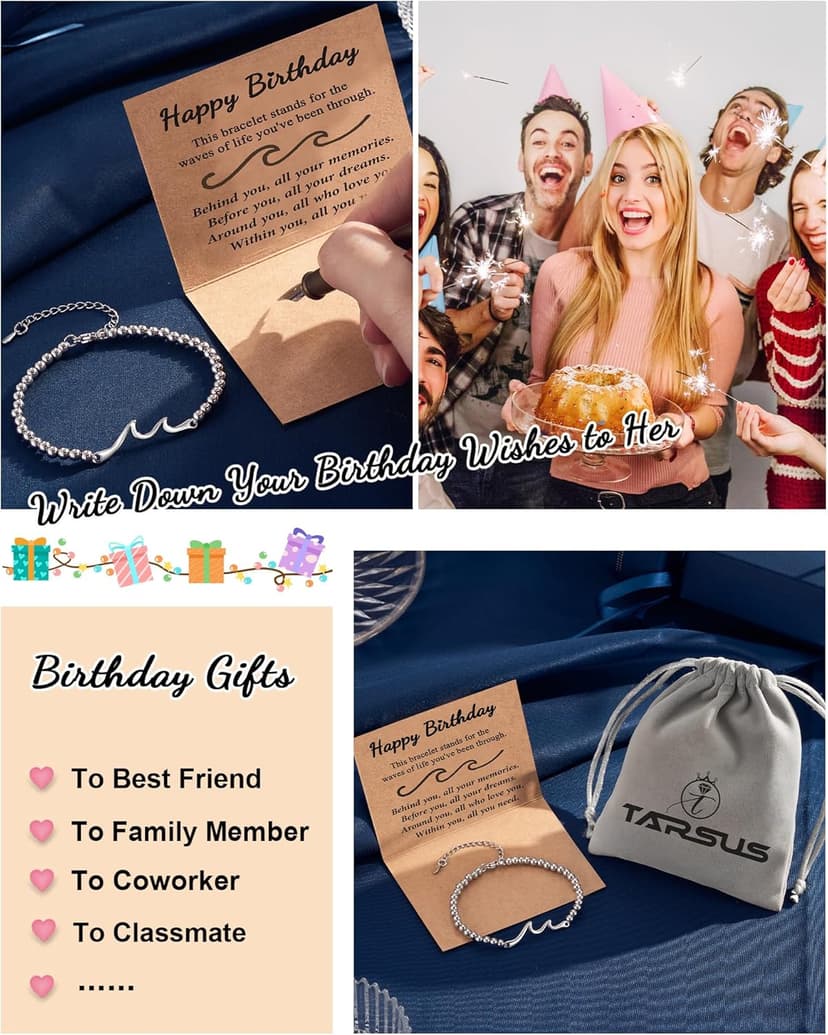Tarsus Birthday Gifts for Women, Through The Waves of Life, Birthday Bracelet for Women Friend Sister Daughter Mom Grandma...