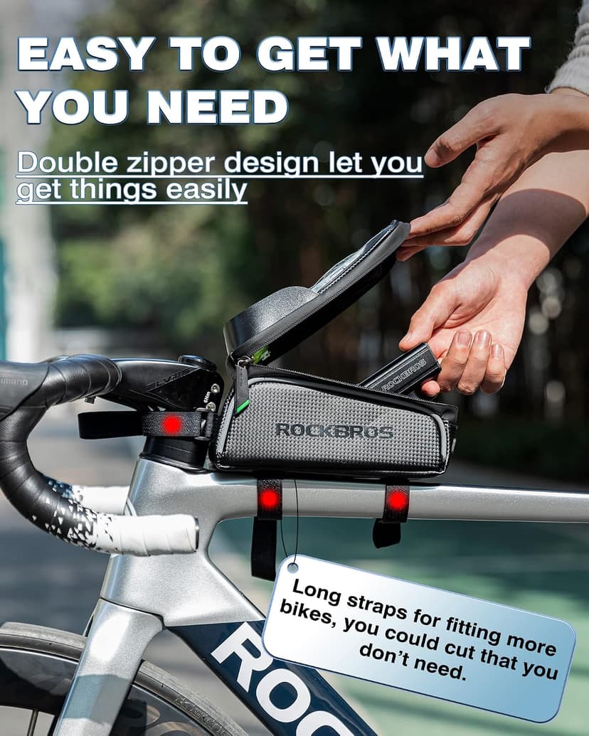 E-Bike Accessories for Men Women Compatible Phone Under 7” Straps Fit All Frames ROCKBROS Bike/Bicycle Phone Front Frame Bag, Waterproof, Tube Cycling Pouch B079QKP848