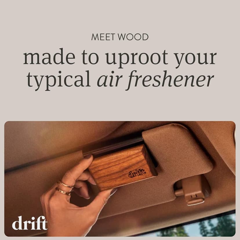 Drift Car Air Freshener - The Original Wood Air Freshener - Car Odor Eliminator - Long Lasting Scent - Auto Accessories - Metal Clip - Essential Oils - Clean Ingredients - Amber Scent Starter Kit B0C1HCCK2T
