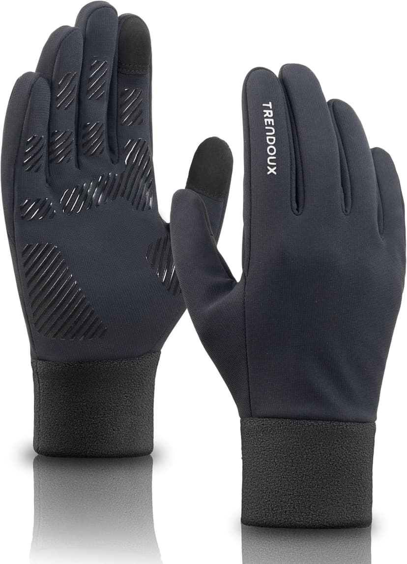 TRENDOUX Winter Gloves for Men Women: 100% Waterproof Windproof Thin Touchscreen Gloves Anti-Slip, Mens Womens Warm Lightweight Glove Polar Fleece Lined for Driving Running Riding Cycling Typing