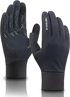 TRENDOUX Winter Gloves for Men Women: 100% Waterproof Windproof Thin Touchscreen Gloves Anti-Slip, Mens Womens Warm Lightweight Glove Polar Fleece Lined for Driving Running Riding Cycling Typing