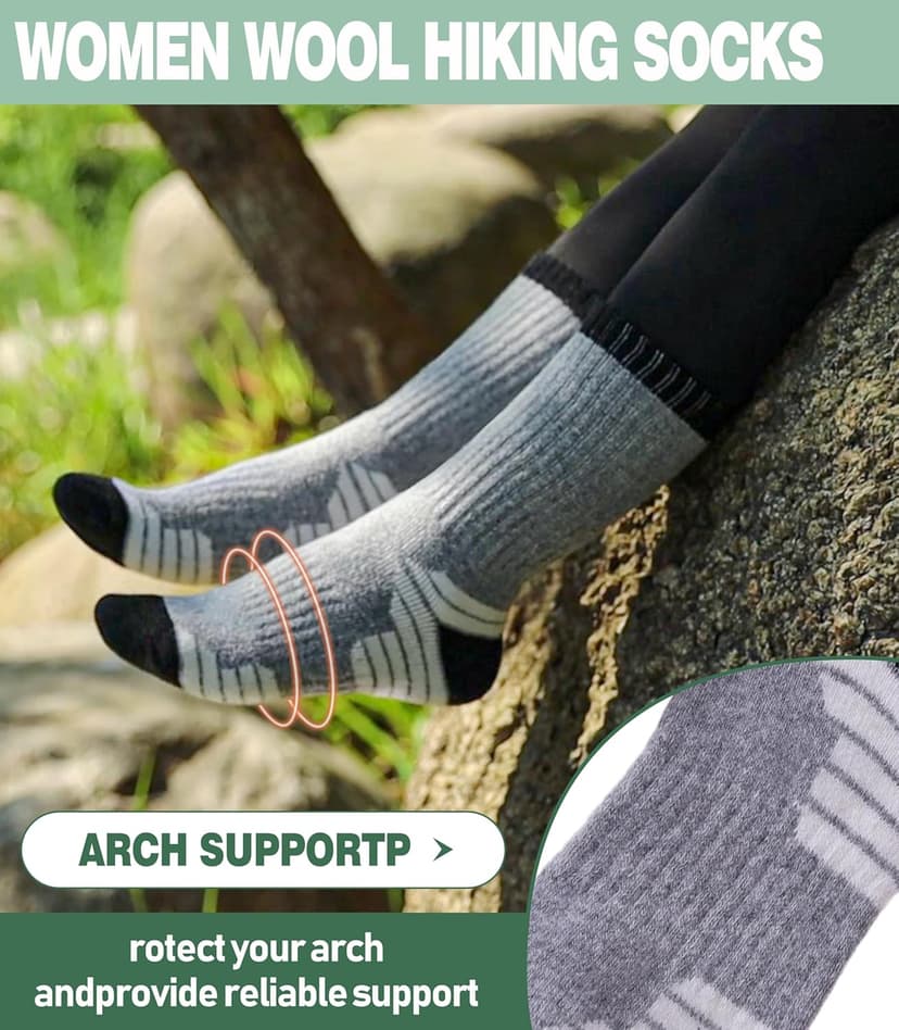 MQELONG Merino Wool Socks for Women Hiking Thermal Winter Thick Warm Cozy Boot Socks