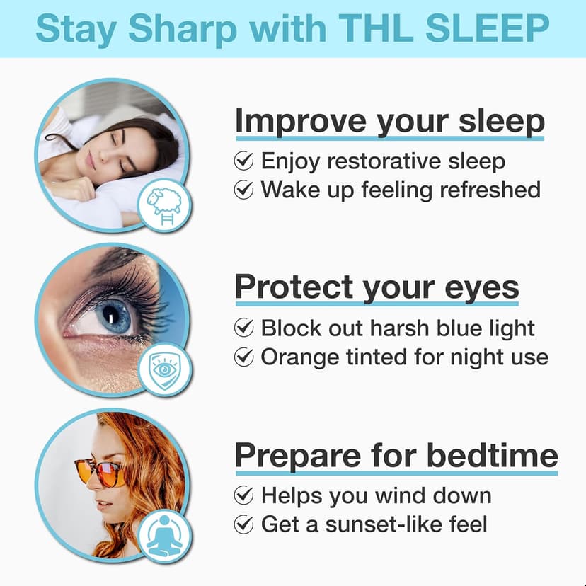 Orange Blue Light Blocking Glasses for Better Sleep - 99.5% Premium Acetate Migraine Glasses for Women & Men